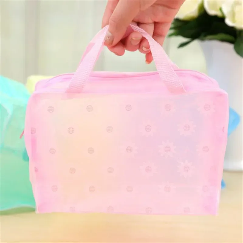 sac à cosmétiques transparent en pvc, 1 pièce, trousse de maquillage transparente pour femmes et filles, trousse de beauté étanche à fermeture éclair, trousse de toilette de voyage, sac à main