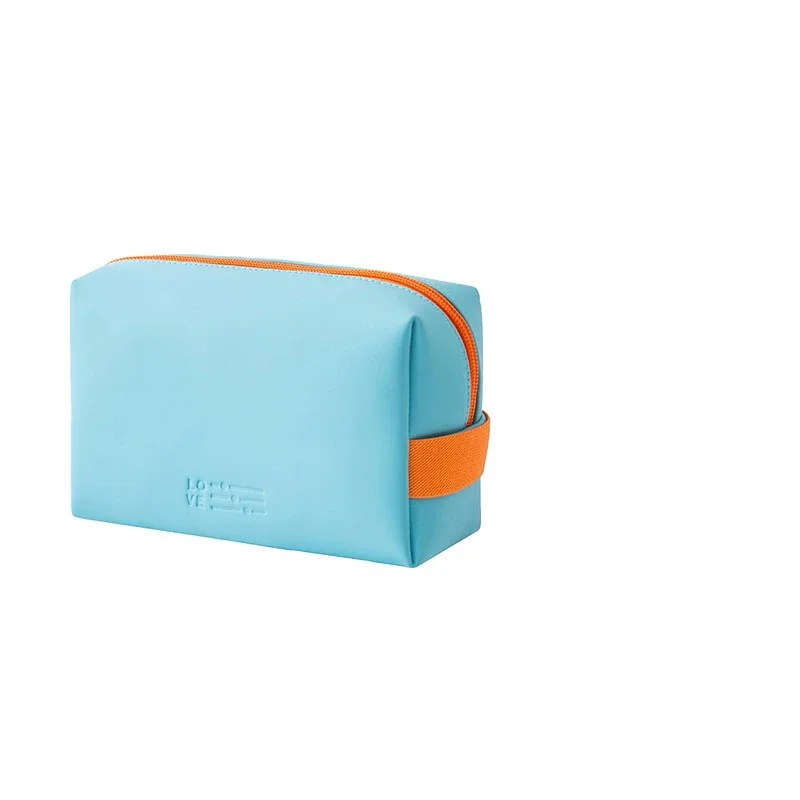 sac de maquillage portable en cuir pu, style ins, pochette cosmétique imperméable, sac de rangement léger multifonctionnel pour articles de toilette