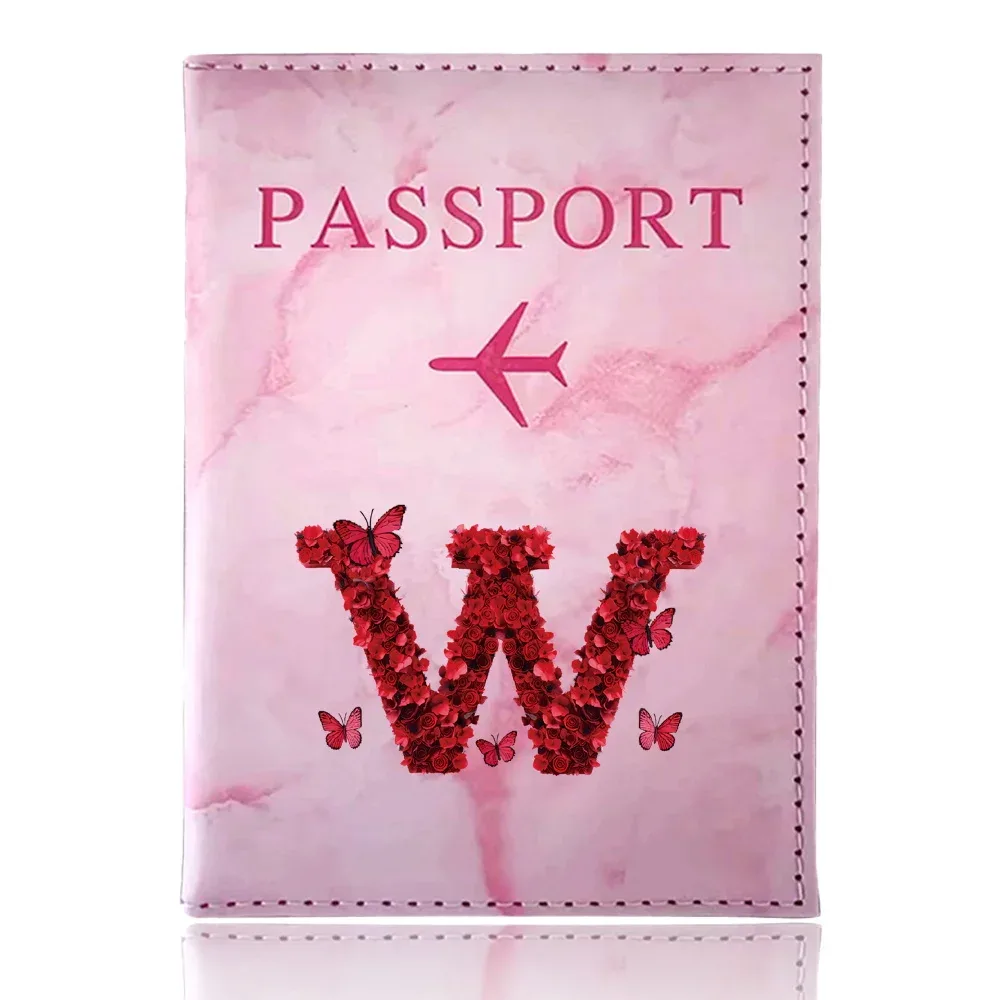 étui de passeport imprimé série rose rouge, porte-passeport, accessoires de voyage, housse de protection pour avion