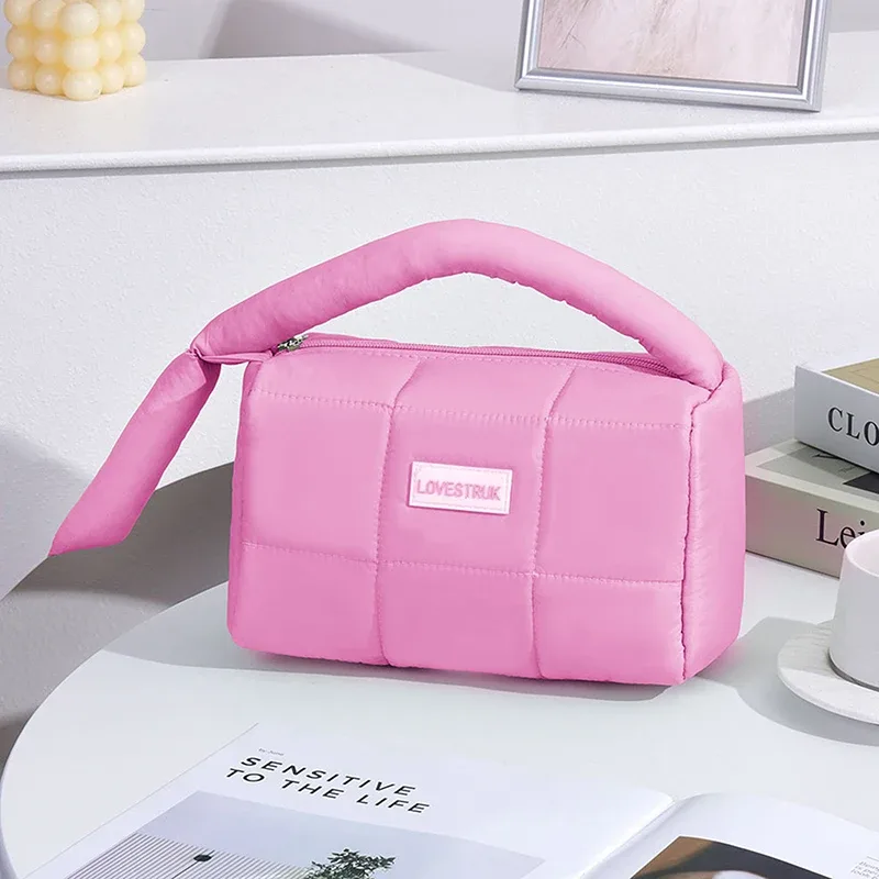 sac de maquillage de style sac à main carré de grande capacité à la mode, sac de voyage pour cosmétiques, sac de toilette imperméable en polyester pour femmes