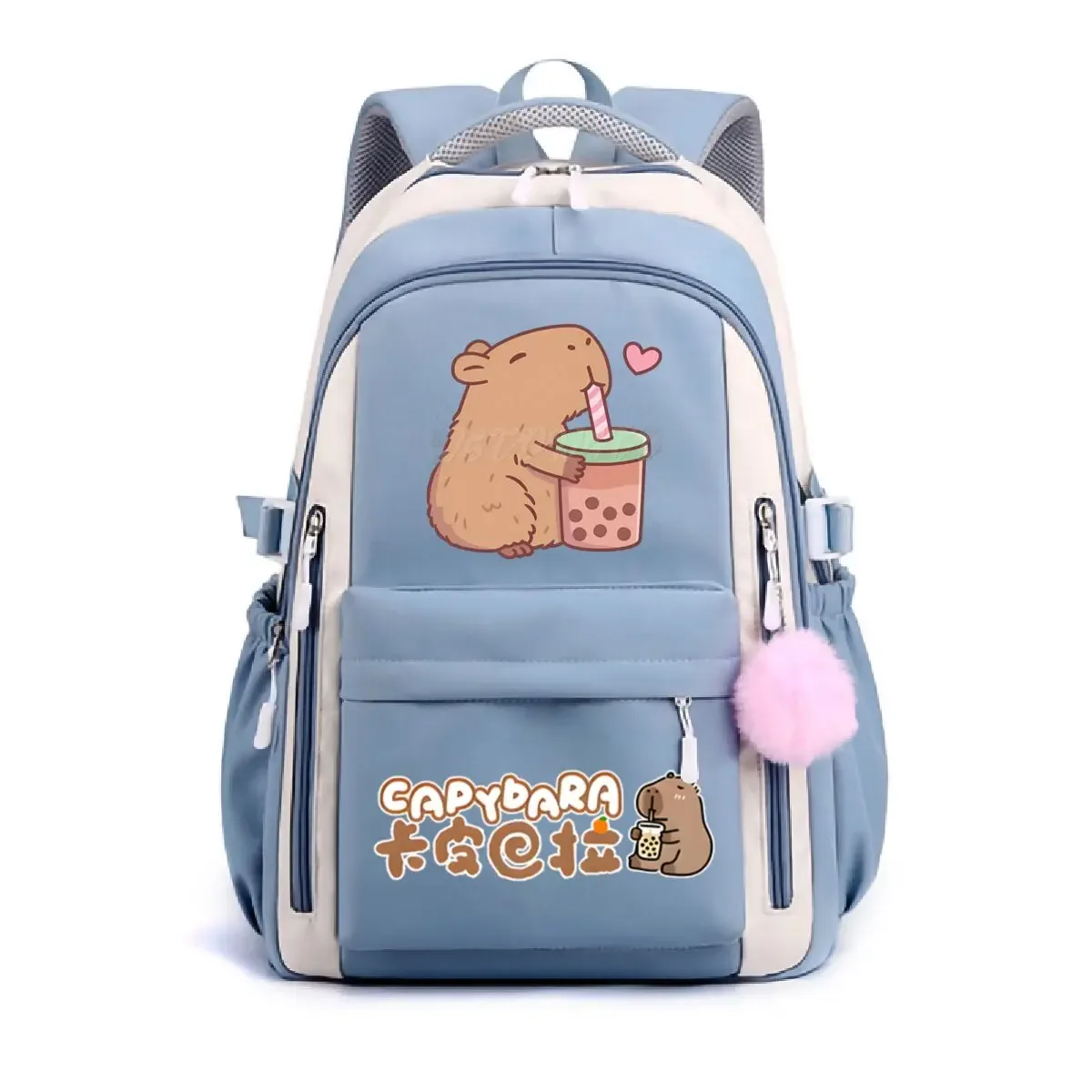 sac à dos d'école pour filles mignon capybara & bubble tea imprimé cartables femmes filles sacs d'école décontractés sac à dos de voyage à la mode