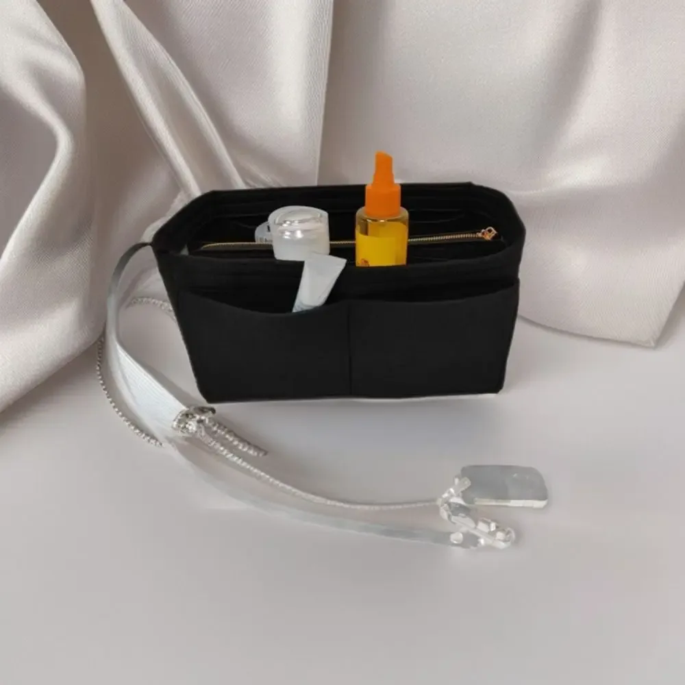 organisateur de sac à main léger en feutre, pochette de rangement pour cosmétiques, couleur unie, sac multifonctionnel pour articles de toilette.