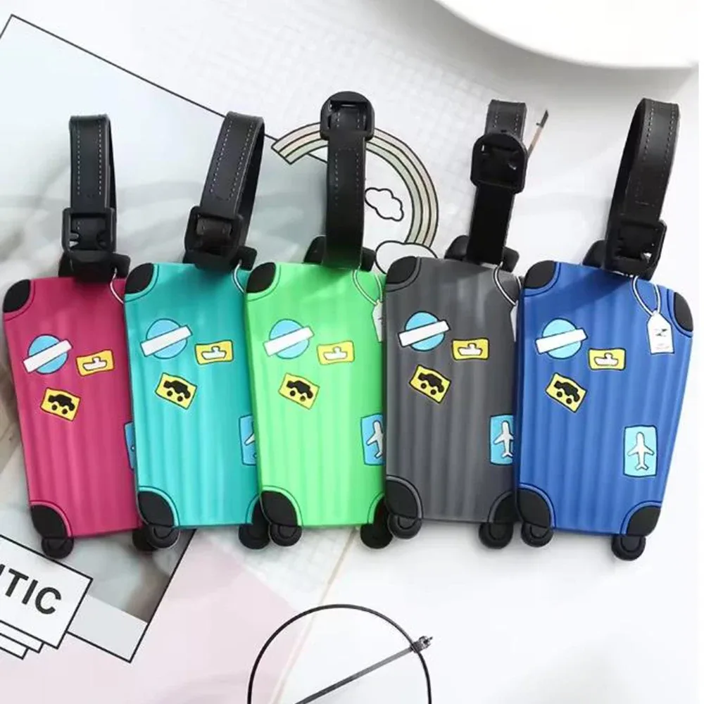 étiquettes de bagages en caoutchouc souple, étiquettes de valise, étiquettes d'identification de bagages de voyage, étiquettes anti-perte s004023, 5 pièces