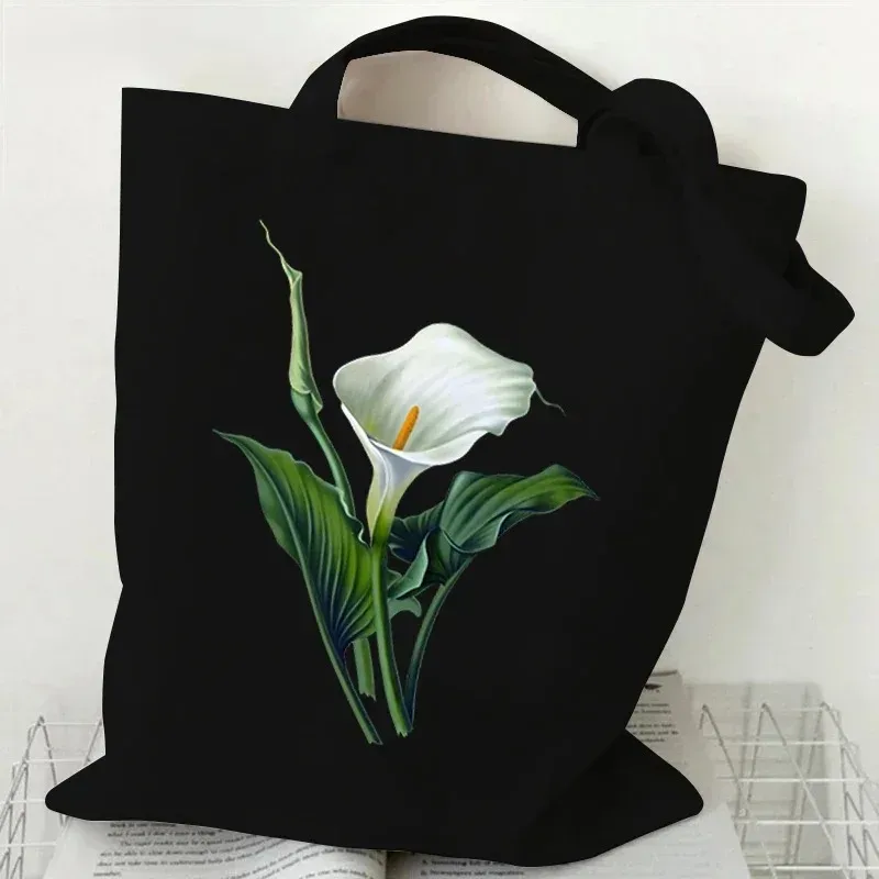sac fourre-tout en toile décontracté peinture à l'huile fleurs sauvages imprimer dame sac à bandoulière style plante marguerite vintage fleur femmes sac à main