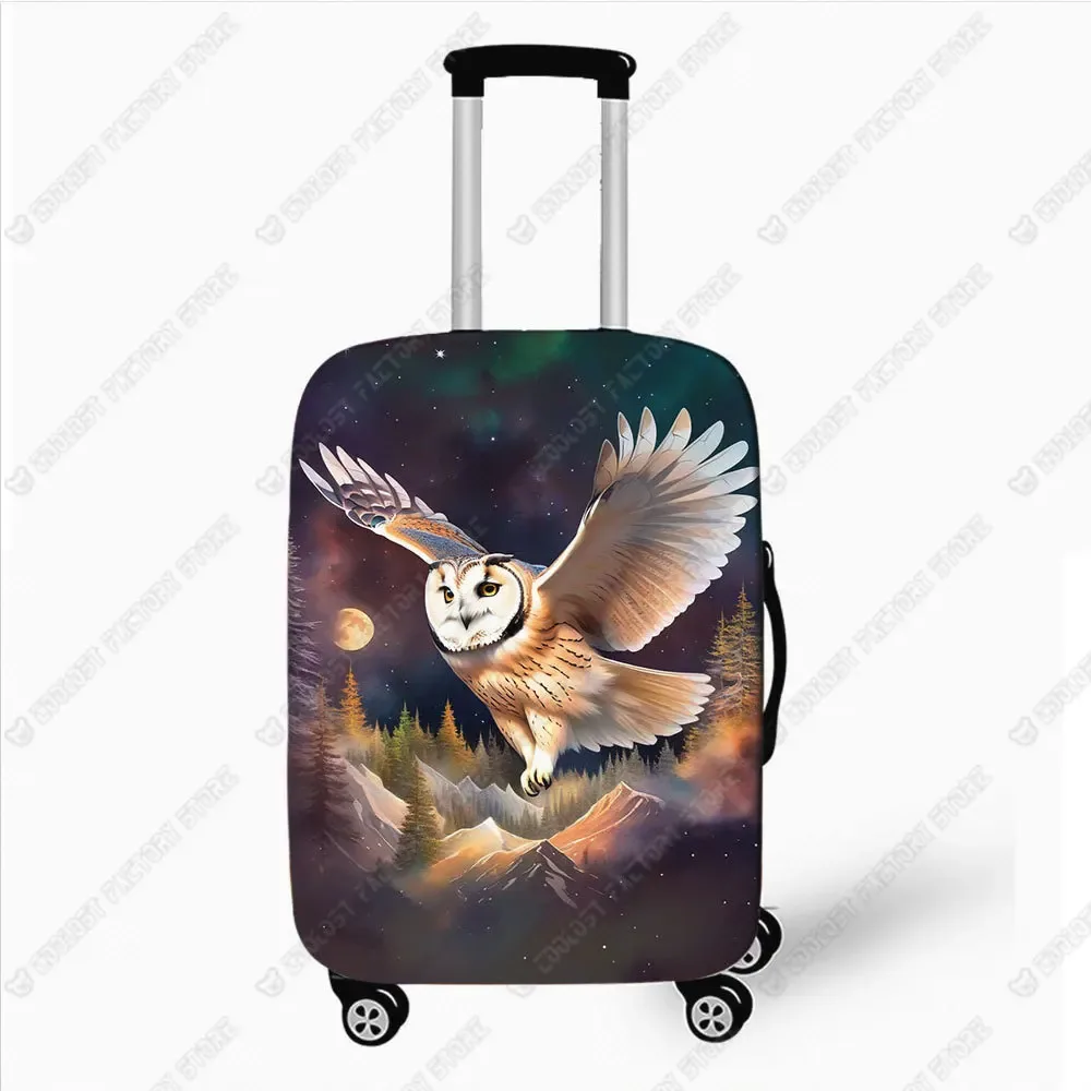 housse de bagage imprimée hibou coloré, housses de protection pour valise à roulettes à cornes, accessoires de voyage de 18 à 32 pouces