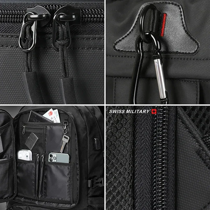 sac à dos de voyage militaire suisse grande capacité étanche usb sac extensible 17.3 pochette d'ordinateur hommes sports de plein air sacs à dos mochila