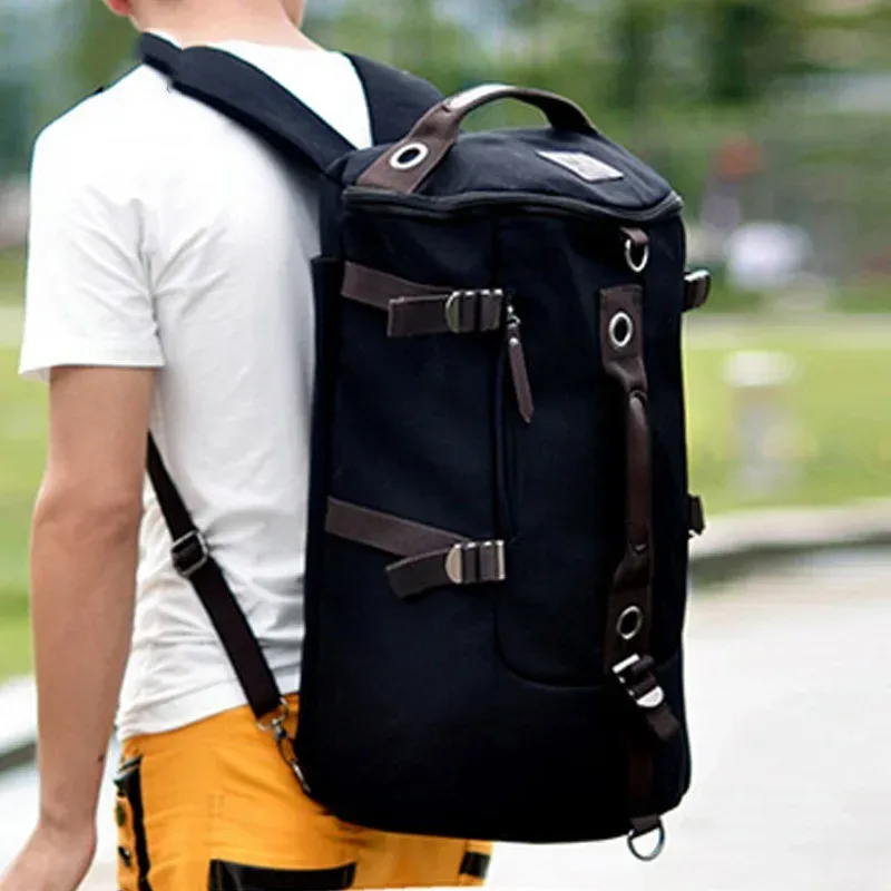 sac à dos en toile pour hommes, sac à dos de camping en plein air pour hommes, sacs à dos de voyage de grande capacité, sac à main multifonctionnel antivol