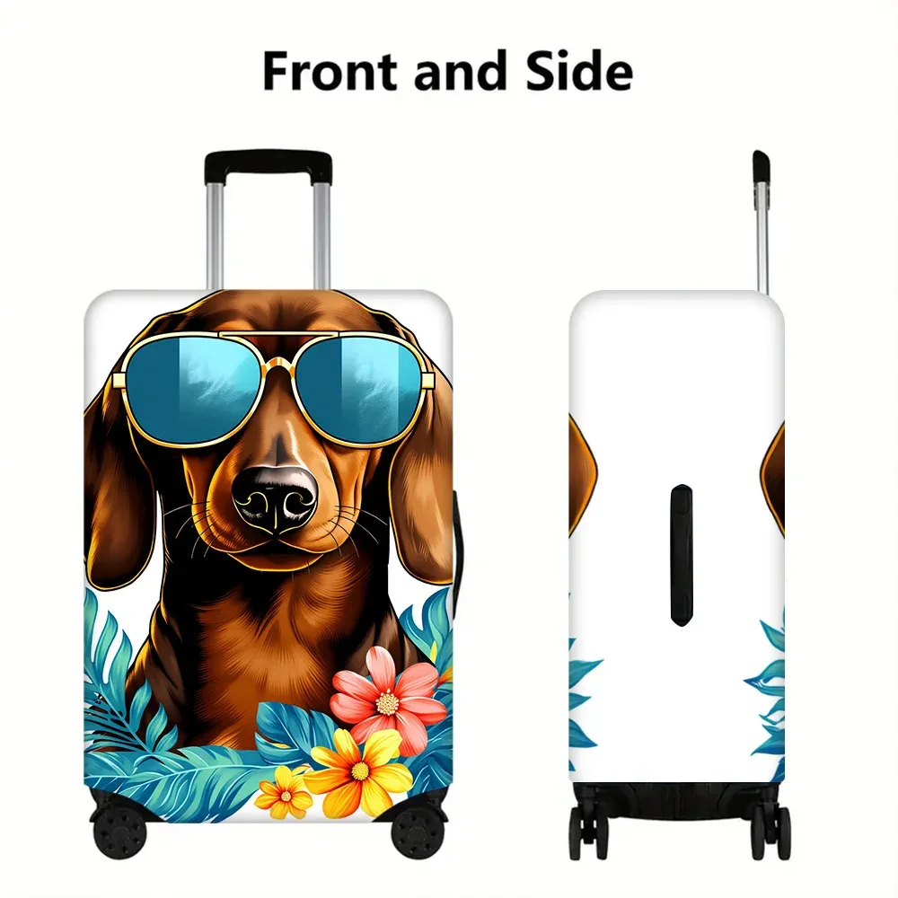 1 housse de bagage illustrée avec motif chien pour valises de 18 à 32 pouces ; accessoires de voyage anti-poussière et élastiques pour protéger efficacement vos bagages