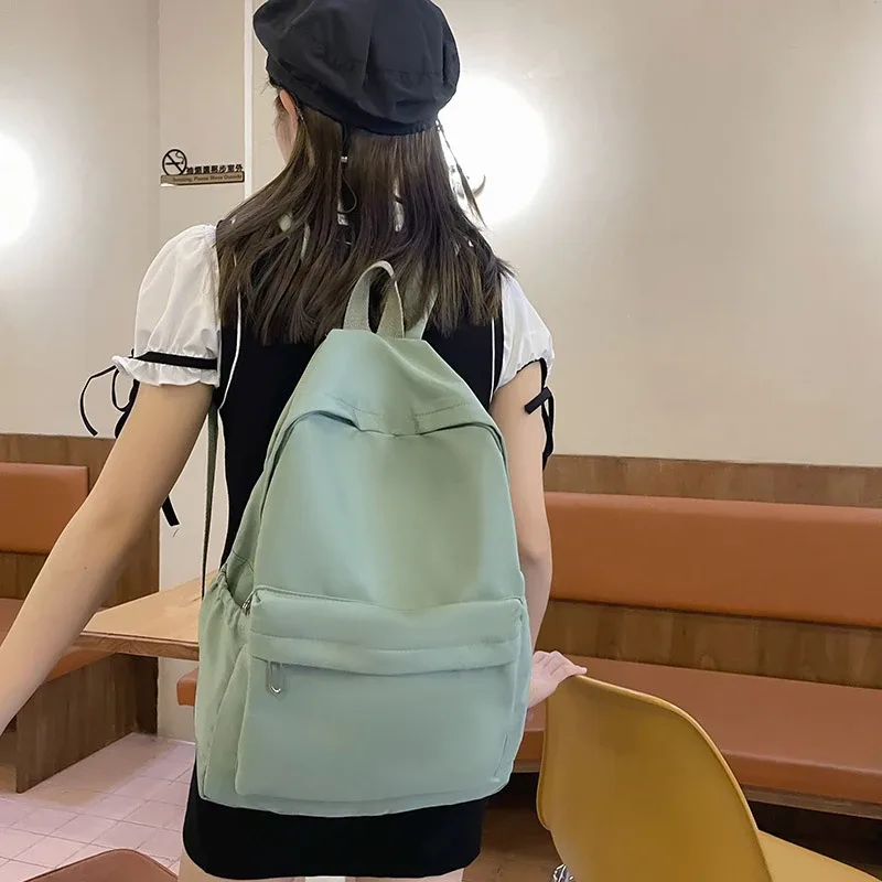sac à dos léger de couleur unie pour lycéens, sac décontracté multifonctionnel, pour l'école, les voyages, l'usage quotidien, design simple