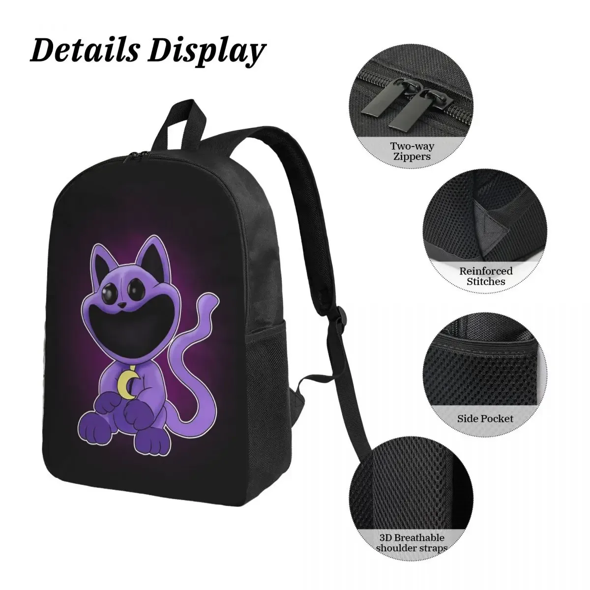 sac à dos catnap plus pour étudiants, sac d'école, sacs à bandoulière, 3 pièces, sac à lunch isotherme, trousse à crayons