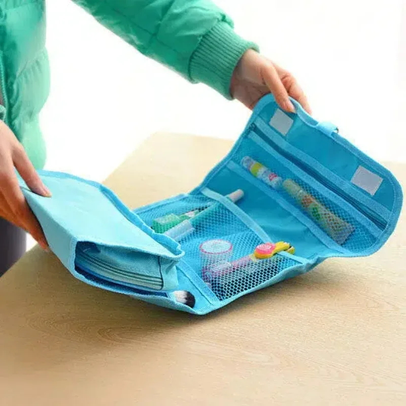 trousse de toilette portable avec crochet de suspension, grande capacité, étui de maquillage de voyage, sac de rangement cosmétique imperméable pour femmes