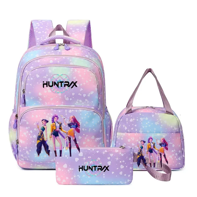 kpop demon hunters – sac à dos pour ordinateur portable pour filles, 3 pièces, sac à dos huntr/x pour adolescents, garçons et femmes, mochila de voyage pour usage quotidien