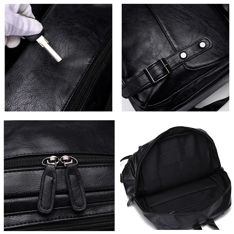 mode hommes sac à dos en cuir pu sac à dos sacs à dos pour ordinateur portable homme sac à dos décontracté affaires homme sac en cuir texture sacs de voyage