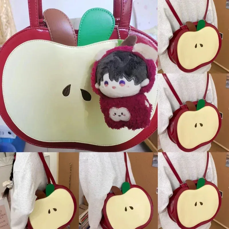 apple sacs à dos itabag pu rouge y2k kawaii polyvalent poire sac à bandoulière haute capacité étudiant contraste fermeture éclair retour à l'école sac