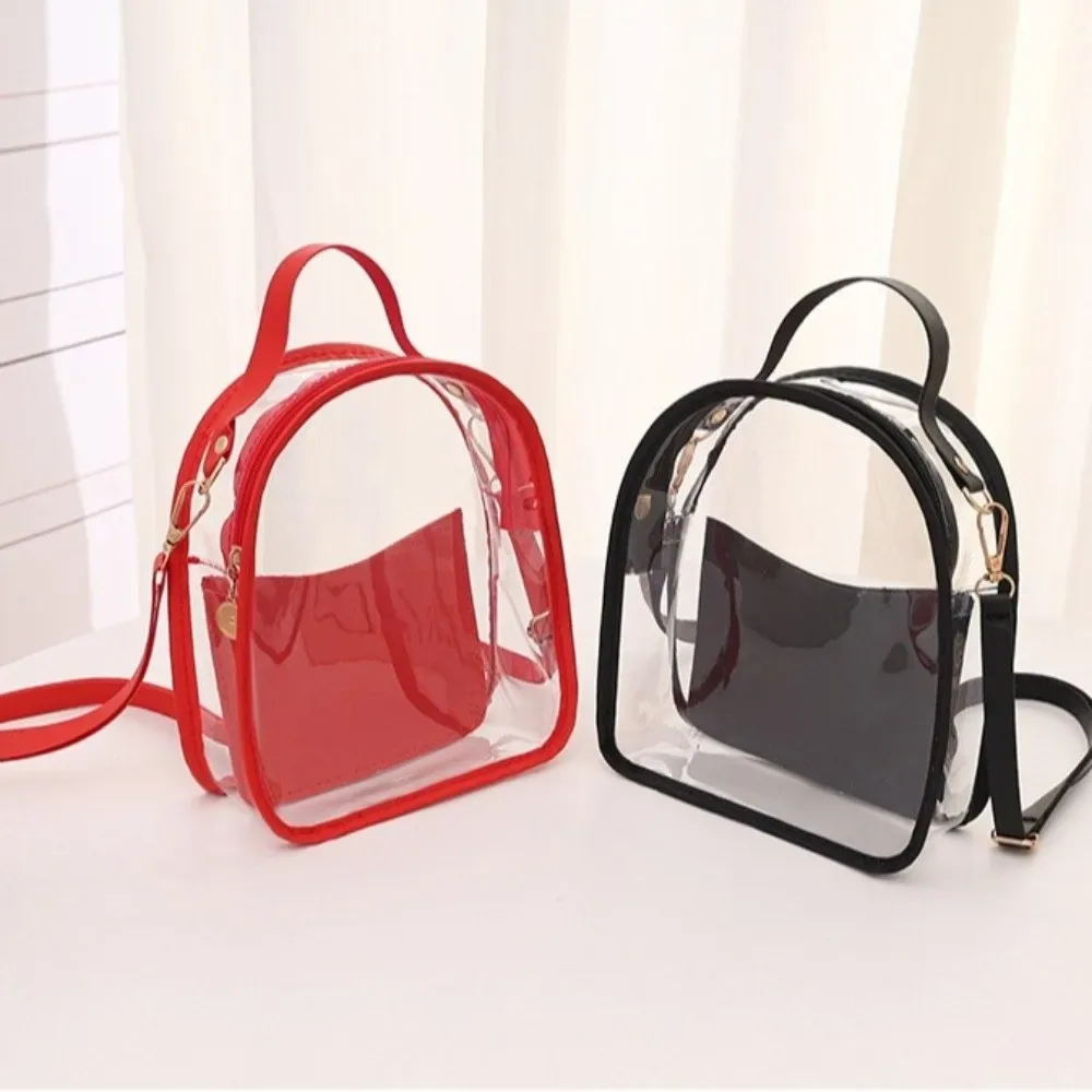 sac à dos transparent simple en pvc, sac à bandoulière imperméable transparent en gelée avec fermeture éclair et petite pochette, sac bandoulière unisexe
