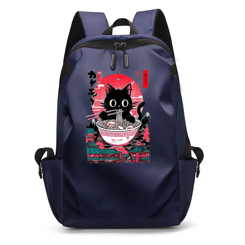 ordinateur portable usb sac à dos sac d'école drôle dessin animé ramen chat motif imprimé sac à dos sac à dos hommes femmes loisirs sac à dos