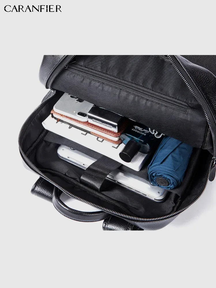 caranfier hommes sacs à dos véritable cuir de vachette sac à dos ordinateur portable sac d'école sacs à dos sacs de voyage mâle mochila masculina