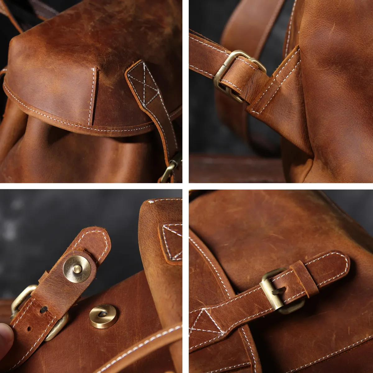 s.worker – sac à dos vintage en cuir véritable pour hommes, sac d'école vintage crazy horse, grand sac à bandoulière en cuir de vache pour ordinateur portable