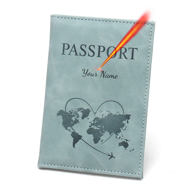 belle couverture de passeport de carte, portefeuille de voyage à la mode, organisateur de documents, passeport, nom personnalisé sur la protection du passeport