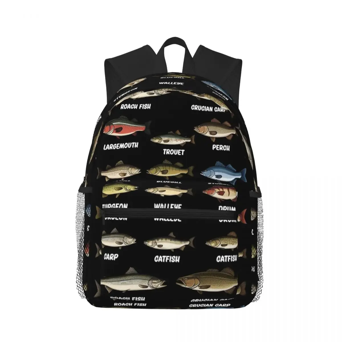 sac à dos scolaire éducatif alphabet des poissons, espèces d'eau douce, pour garçons et filles, sac à dos de pêche, sac à bandoulière
