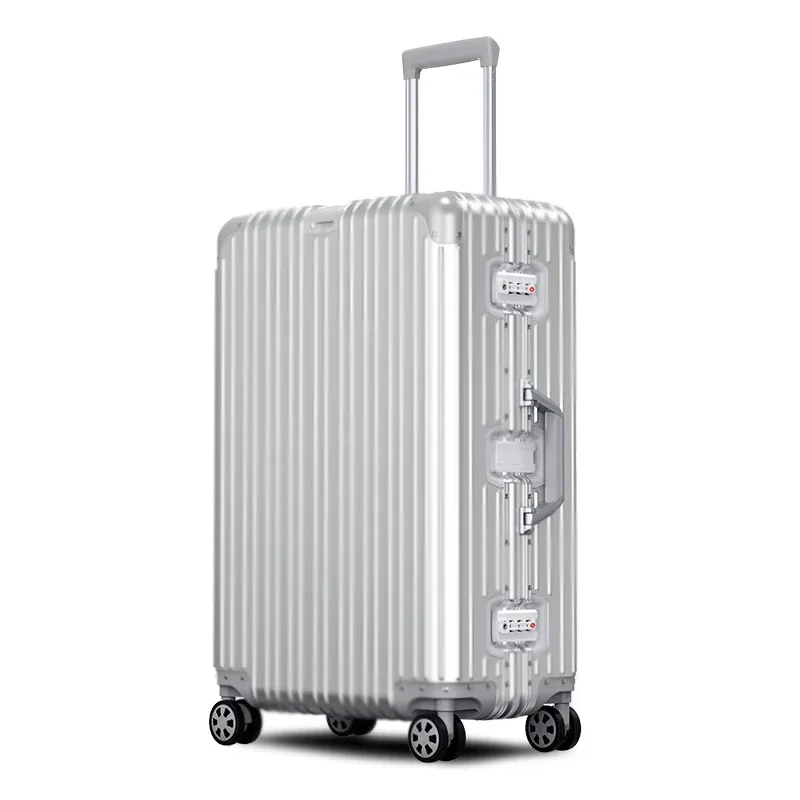 valise en aluminium 20/22/24/26/29 pouces, 100% alliage aluminium-magnésium, valise à roulettes avec serrure à combinaison, bagage cabine