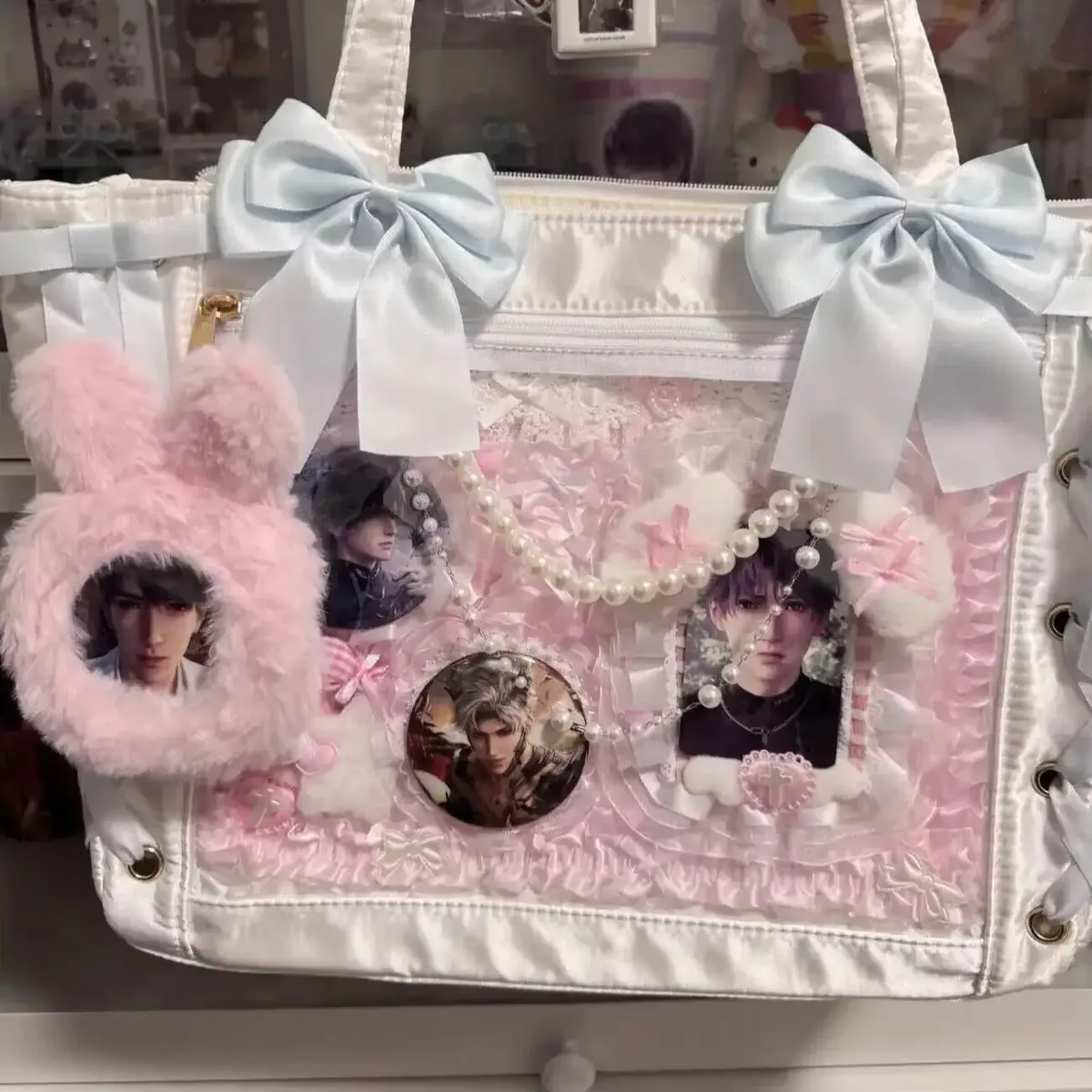 accessoires pour sac ita : porte-cartes et porte-badges anime, organisateur de broches et épingles en ruban et dentelle, insert décoratif pour sac ita, présentoir et rangement pour badges