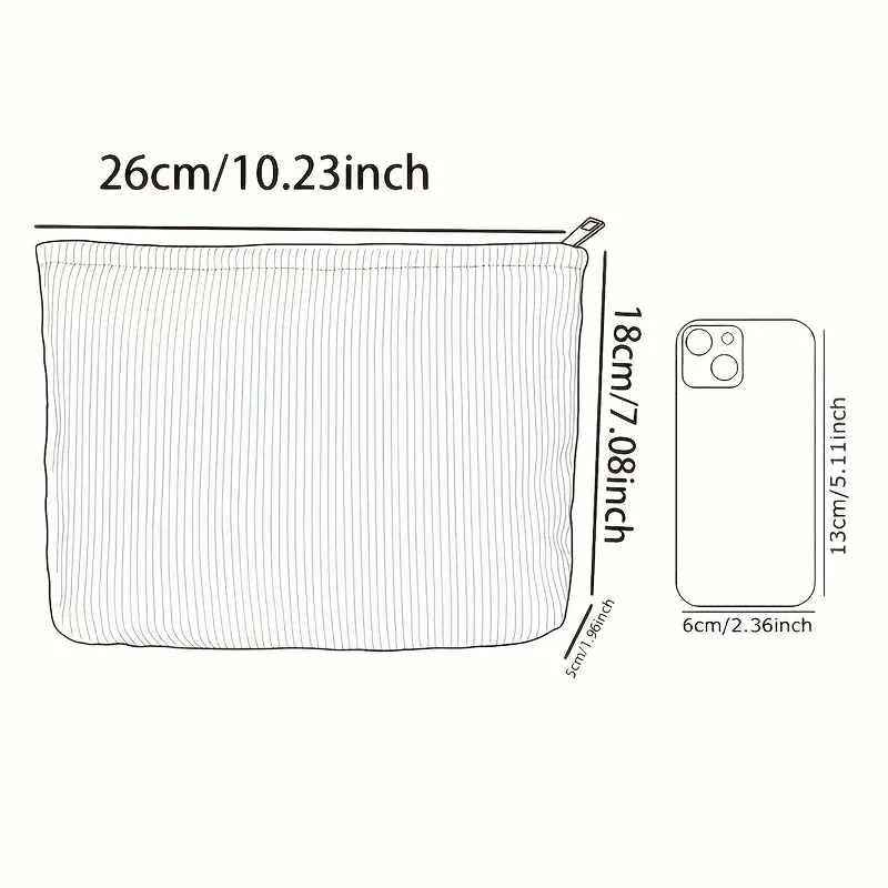 grande trousse de toilette multifonctionnelle en velours côtelé, légère, avec fermeture éclair, grande capacité
