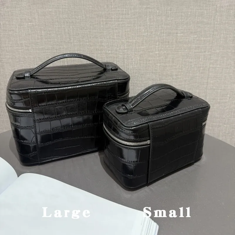 pochette de toilette en cuir véritable motif crocodile himalaya, organiseur de bijoux portable, étui de rangement pour produits de soin, trousse de voyage de luxe