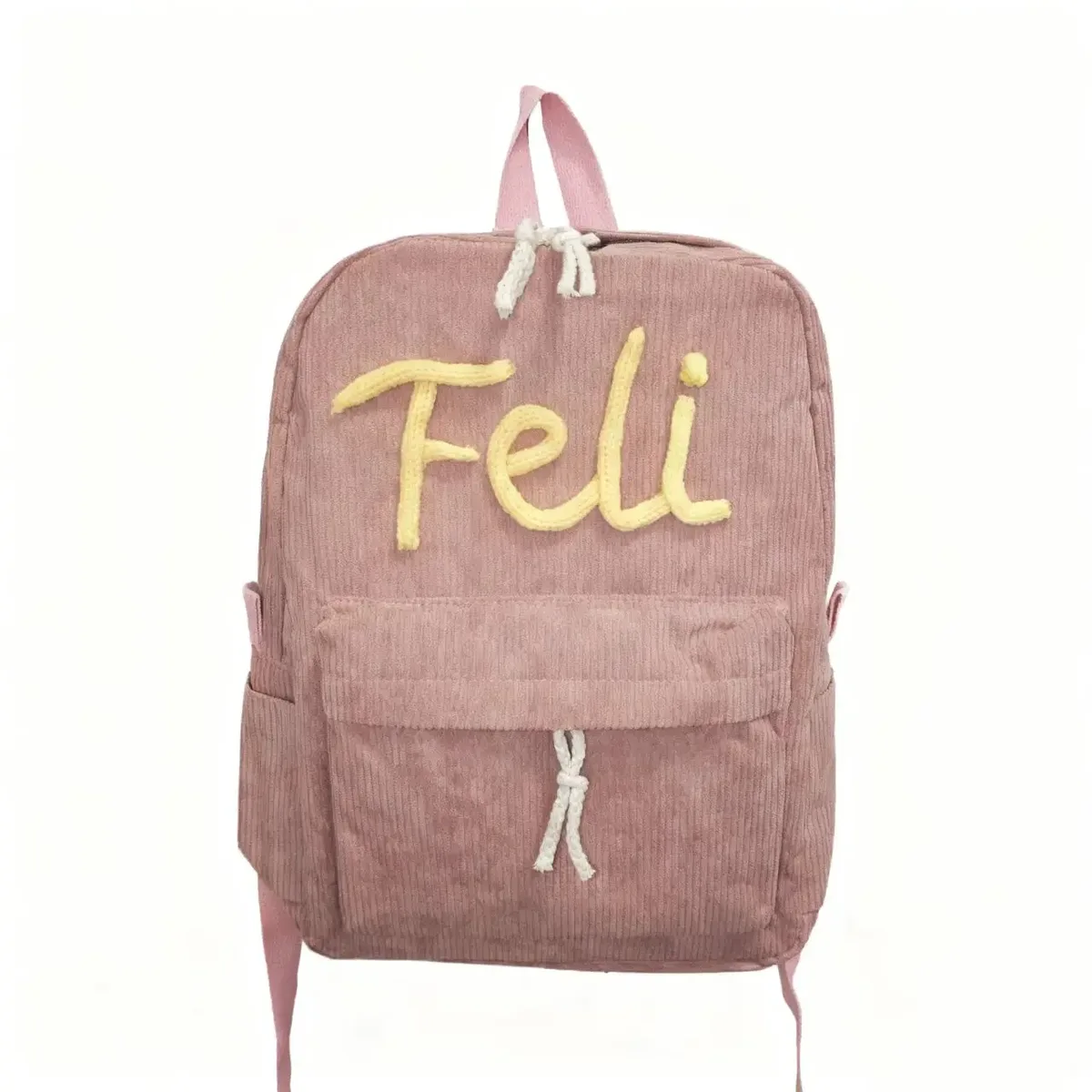 sac à dos personnalisé en velours côtelé pour hommes et femmes, lettres brodées à la main, sac à dos en tissu coloré, 1 pièce