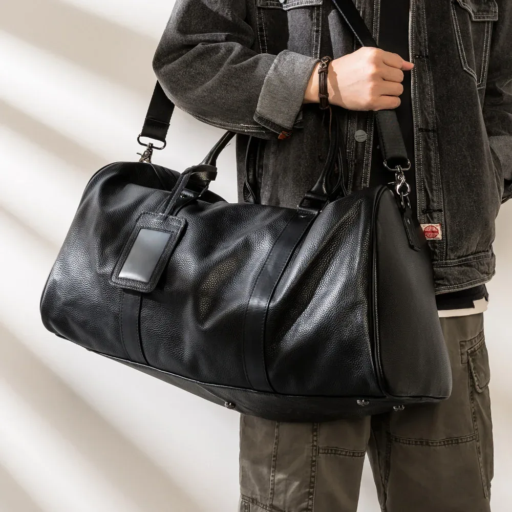 nupugoo – sac de voyage en cuir véritable pour hommes, bagage à main décontracté de grande capacité, pochette à épaule pour ordinateur portable 17 pouces
