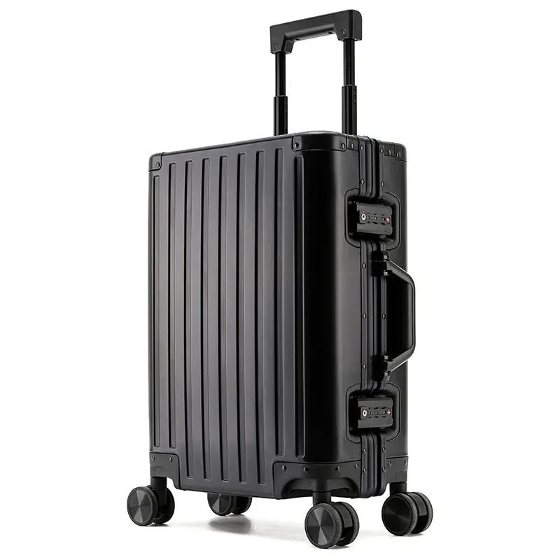 valise en alliage d'aluminium et de magnésium pour hommes et femmes, étui à roulettes expressément encadré en aluminium, voyage d'embarquement en métal, 24 po, 20 po
