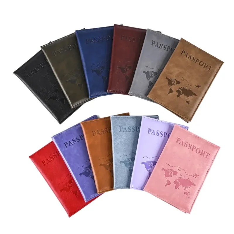 Portefeuille de voyage en cuir PU pour passeport, organiseur de cartes, accessoires de voyage tendance pour femmes/hommes