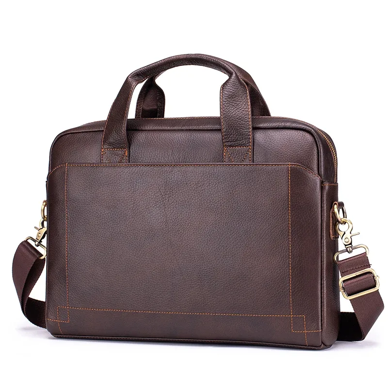 porte-documents d'affaires en cuir véritable pour homme, grande capacité, sac pour ordinateur portable, plusieurs poches, sac de travail durable pour le bureau