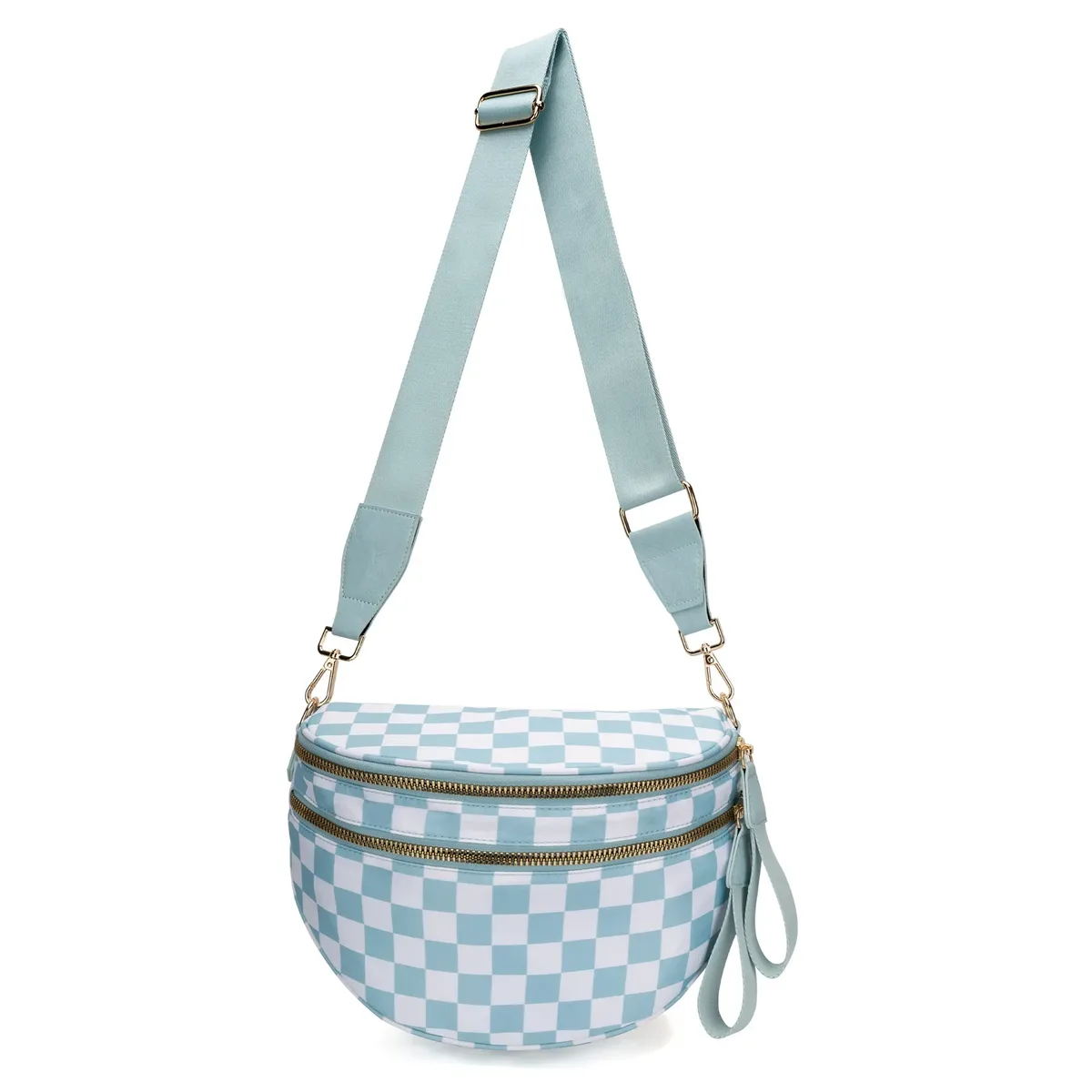 sac banane à carreaux pour femmes, sac banane décontracté, grande capacité, sangle réglable, sac à bandoulière simple pour maman, fourre-tout de voyage quotidien
