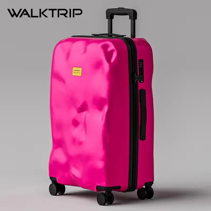valise créative au design irrégulier cratère de météorite, tendance rétro, bagage à roulettes de voyage 20/24/26/28 pouces avec serrure tsa, en matériau pc