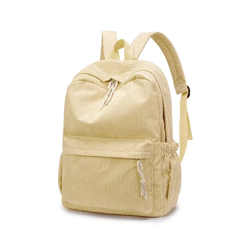 cartable personnalisé 2025 nouvelle mode velours côtelé fermeture éclair lisse nom unique personnalisé grande capacité sac à dos de voyage sac à dos de randonnée