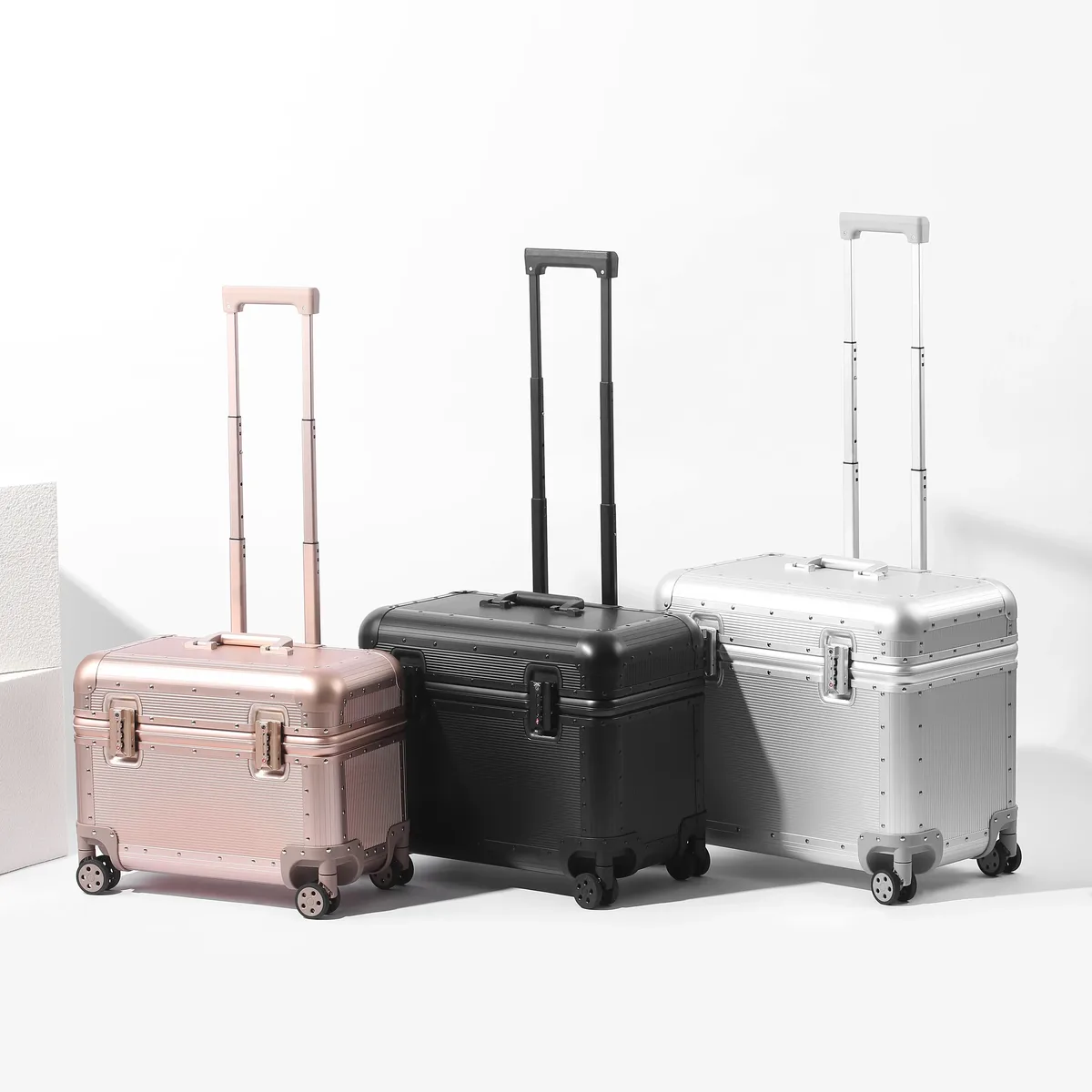 valise de pilote en polycarbonate à cadre en aluminium avec serrure tsa, étui pour équipement photographique, 4 roues pivotantes, bagage cabine.