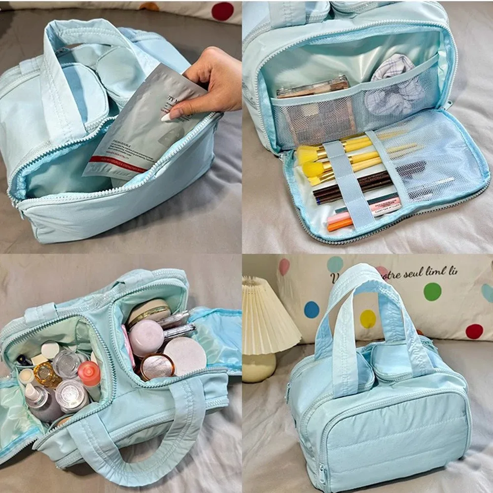 trousse de maquillage pour femmes, grande capacité, organiseur de cosmétiques de voyage avec plusieurs compartiments, trousse de toilette pour accessoires de soins de la peau