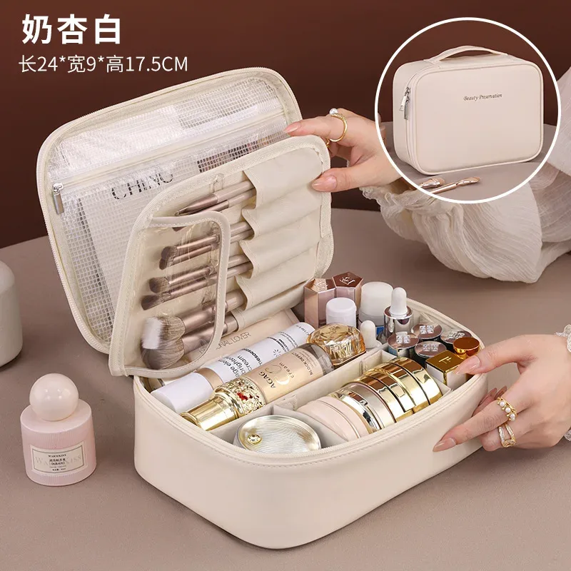 sac cosmétique en cuir moderne, ouvert, portable, détachable, multifonctionnel et imperméable, en gros, en stock, transfrontalier, le plus vendu