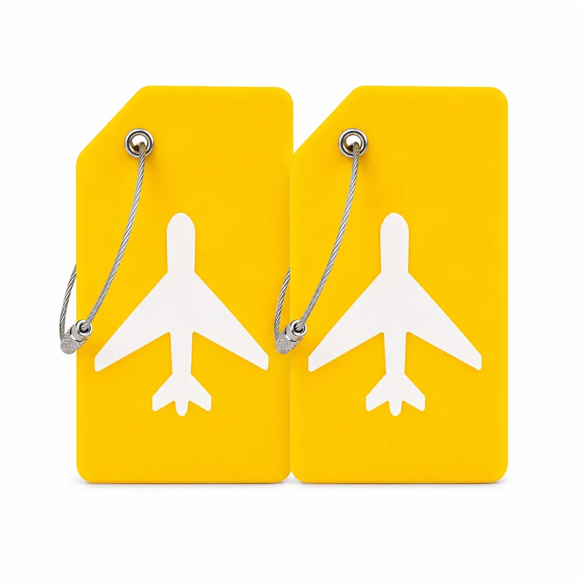 2/5 étiquettes de bagage en silicone, motif avion, identificateur de valise, couleurs vives avec boucle en fil d'acier, porte-nom, usage quotidien