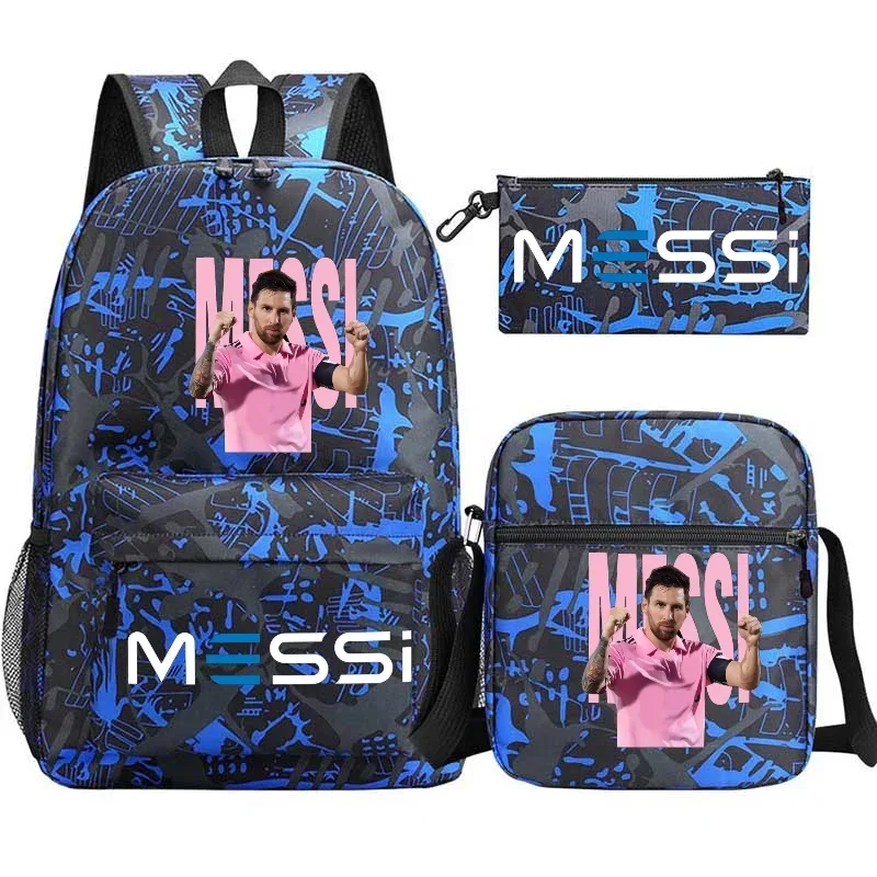 lot de 3 sacs à dos messi en nylon, simples, pour le sport, avec compartiment pour ordinateur portable, sacs à dos décontractés pour l'école, les voyages et les trajets quotidiens