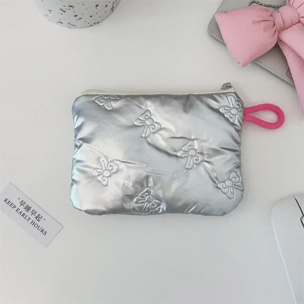arc coeur argent pochette cosmétique sac à main sac de maquillage portable femmes articles de toilette soins de la peau sac de rangement organisateur pochette étui pour fille