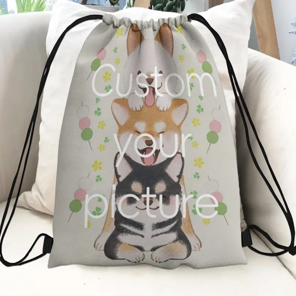 Sac à dos personnalisé à cordon de serrage pour femmes et hommes, sac à dos de Shopping, sac à dos à cordon de fête, télécharger votre conception de photos