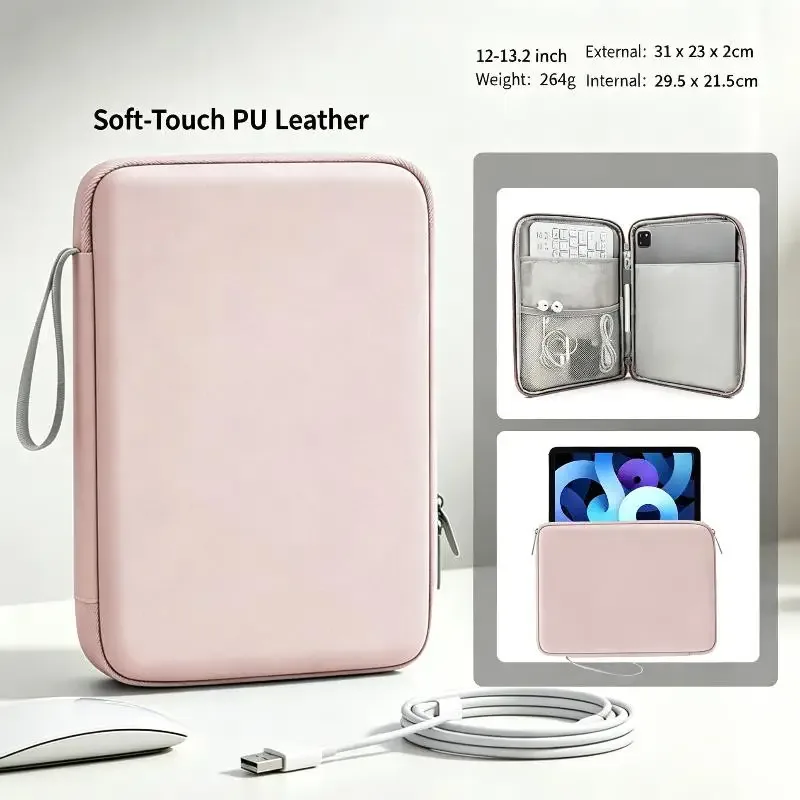 étuis pour tablette de 11/12,9 pouces, sacoche portable pour tablette, pochette de rangement protectrice pour les voyages quotidiens et l'utilisation au bureau