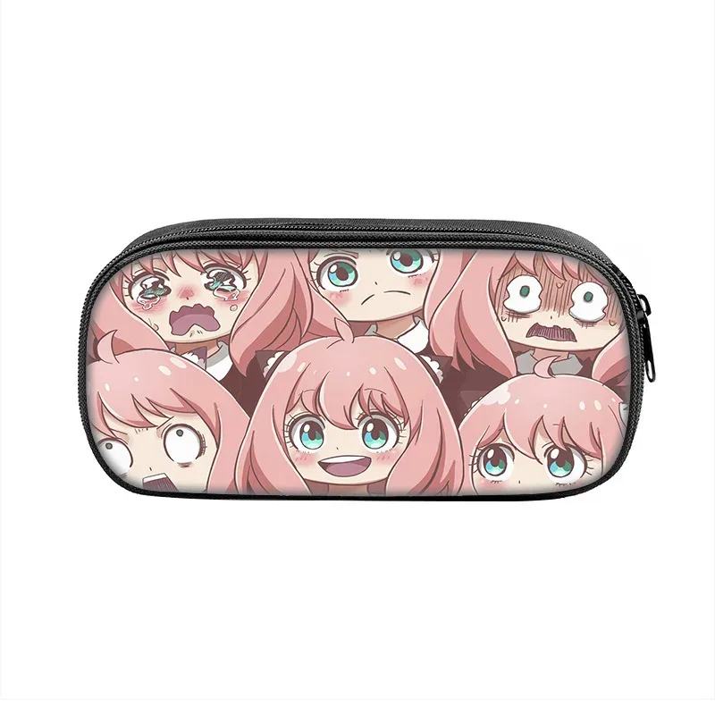 boîte à stylos espion × famille, sac pour étudiants, fournitures scolaires de grande capacité, trousses à crayons de jeu à fermeture éclair, cadeau d'anniversaire pour enfants