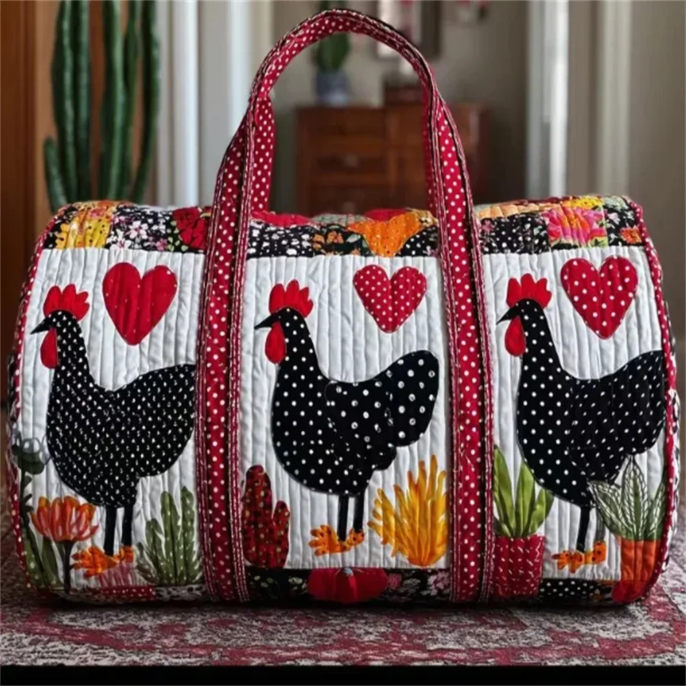 sac de voyage matelassé gf funny art à imprimé poulet, style bohème 2026, personnalisé, fourre-tout de voyage pour femmes et hommes, sac de week-end