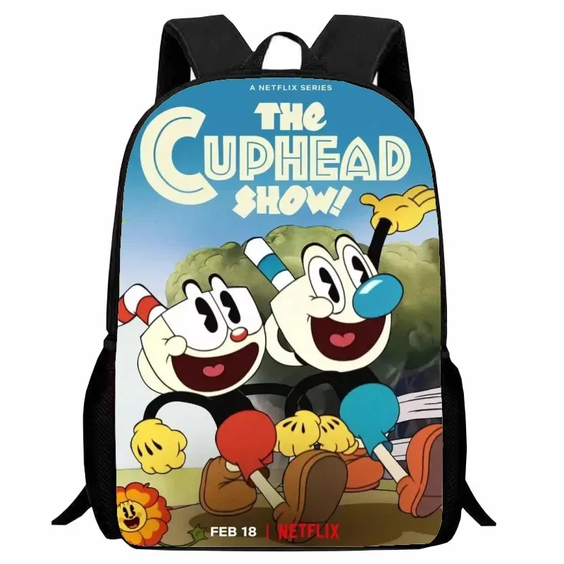 cuphead étudiant sac à dos dessin animé tasse à thé tête sac à dos léger 123 qualité garçons et filles