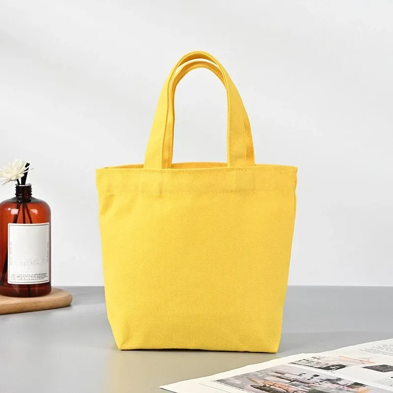 sac fourre-tout en toile avec logo personnalisé, sacs de shopping de couleur unie, sacs à main tendance de petite taille pour le shopping quotidien, sac à main pliable décontracté