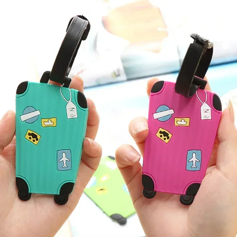 Étiquettes de bagage en silicone tendance, accessoires de voyage portables pour l'enregistrement des bagages