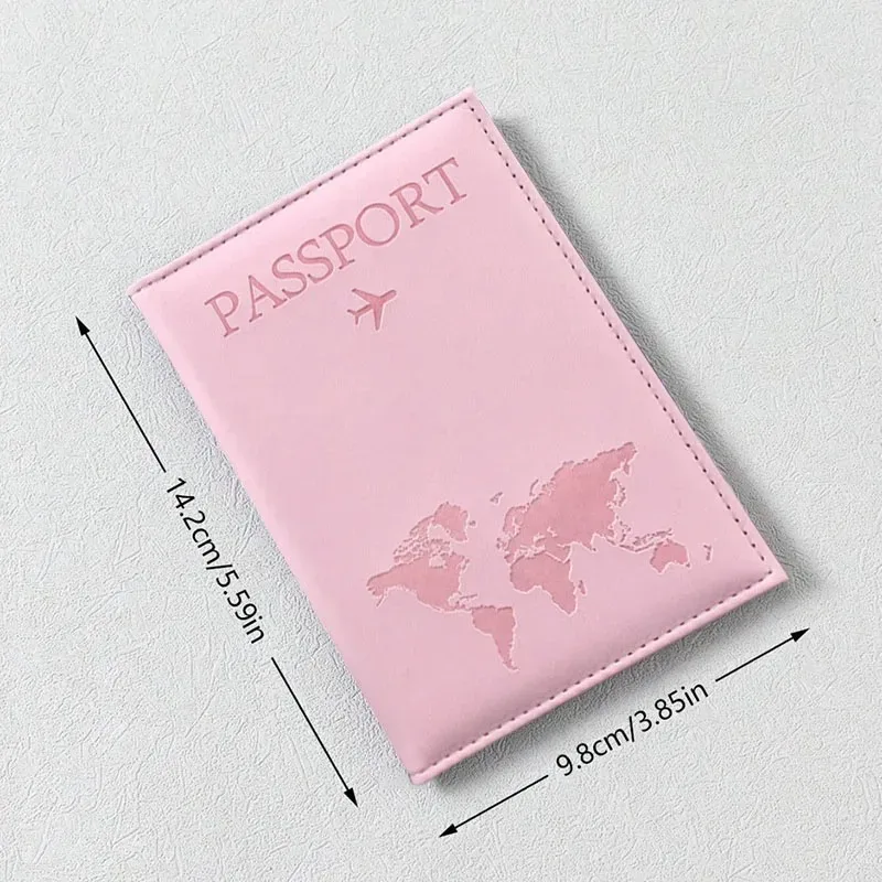 nouvelle housse de passeport en cuir pu pour hommes et femmes - organisateur - porte-cartes de protection - étui pour documents d'identité - housse de passeport de voyage avec carte du monde